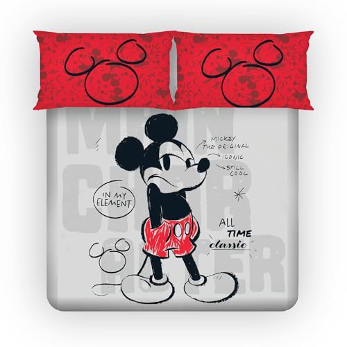 Image of Sassoon Disney Mickey Mouse Classic Digital Printed 100% Cotton Bedsheet with 2 Pillow Covers in 300TC