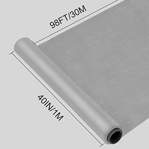 Foriy 304 Stainless Steel Woven Wire Mesh 40Inch X 98 Feet Metal Window Screen Mesh Roll Security Mesh Roll For Door Screen/Patio Screen/Cabinets Mesh 20 Mesh 0.15Mm Wire Dia. Silver #TOP1