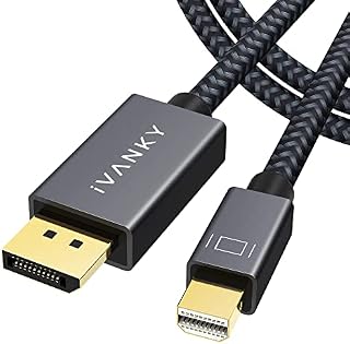 iVANKY Mini DisplayPort to DisplayPort Cable 2M, 4K@60Hz Ultra HD Nylon Braided & Gold-Plated Mini DP to DP Cable Thunderbolt Compatible for MacBook Air, MacBook Pro, Surface Pro/Laptop - Space Grey