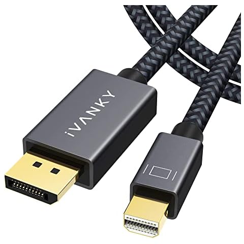 iVANKY Mini DisplayPort to DisplayPort Cable 2M, 4K@60Hz Ultra HD Nylon Braided & Gold-Plated Mini DP to DP Cable Thunderbolt Compatible for MacBook Air, MacBook Pro, Surface Pro/Laptop - Space Grey Cover