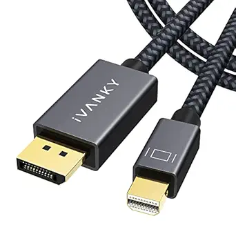 IVANKY 8K Mini DisplayPort to DisplayPort Cable 6.6ft, Bi-Directional Mini DP to DP Cable 8K@60Hz, 4K@144Hz, 32.4Gbps HD [Thunderbolt 2 Compatible] Aluminum Shell, Gold-Plated Braided for MacBook, PC