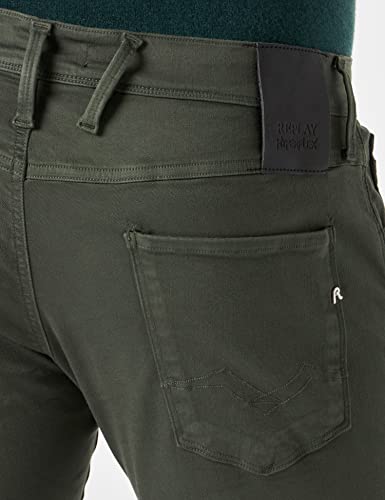 Replay Herren Jeans Anbass Slim-Fit Hyperflex Colour X-Lite mit Stretch, Moss Green 312 (Grün), 28W / 34L – Ansicht 6