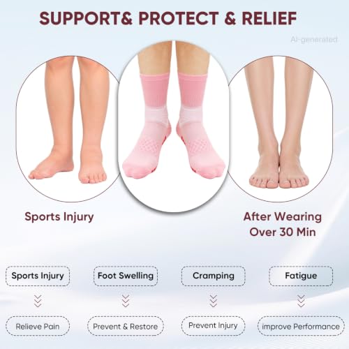 Image of IRAMY Compression Ankle Support Socks Women - Wicking, Cushioned Athletic, Plantar Fasciitis Relief 2 /3 /6 Pairs