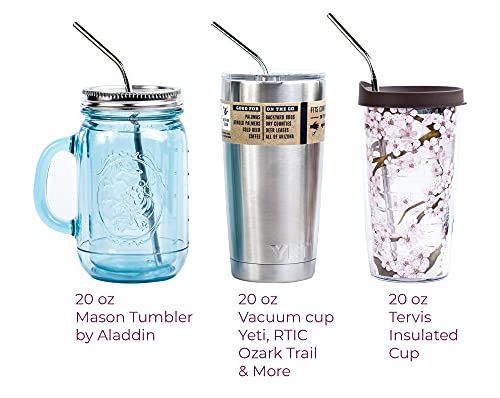 4 Pcs Reusable Metal Drinking Straws 8.5 Inch Stainless Steel Straw 6Mm Diameter Wide -Compatible With 20Oz Yeti Tumblers Eco-Friendly Washable Non-Plastic Or Glass - Unbreakable #TOP3