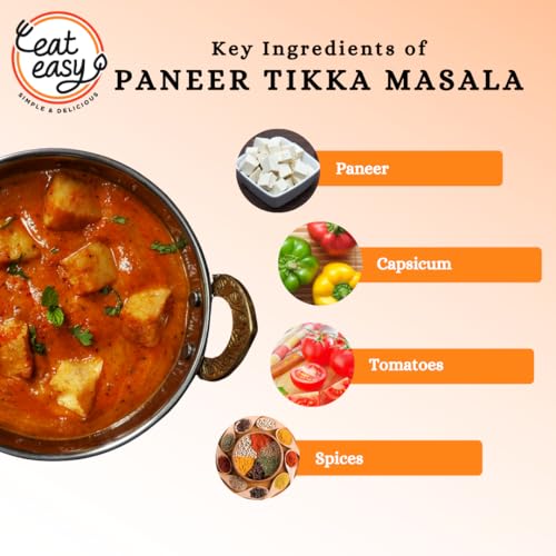 Image of Eat Easy Ready To Eat Paneer Tikka Masala- 95g (Pack of 2) Freeze Dried | Just Add Hot Water & Cook, Restaurant Style Instant Indian Curry for Travel, Office, Hostel Food, Camping, Road Trip, Train