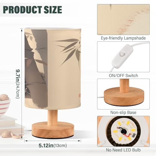 Lámpara de mesa de noche panda con puerto USB miniatura 3
