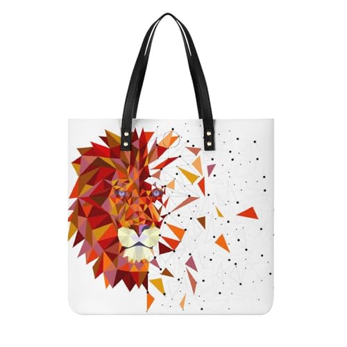 Sac à main Lion géométrique pour femme - Grand sac shopper de voyage en tissu
