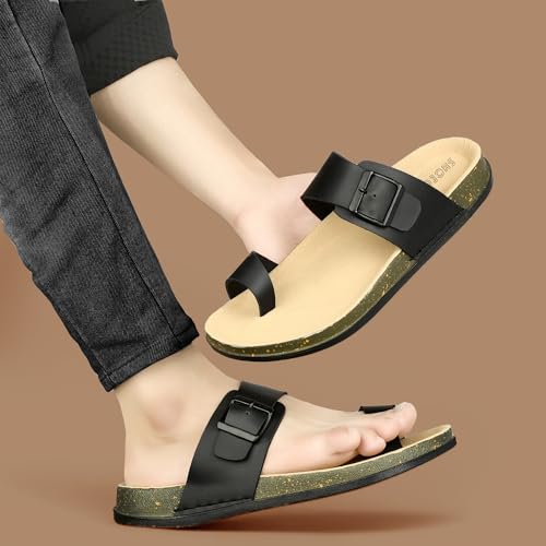 Image of Men Thumb Style Slippers | Ethnic Slip-On Sandals | Traditional Footwear | Comfortable Rubber Sole Chappals | Casual Slippers for Men