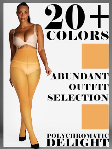 Image of HONENNA Semi Opaque Silky Women Pantyhose Tights, 20+ Colors Invisibly Toe Reinforced 60 Den Size A-E