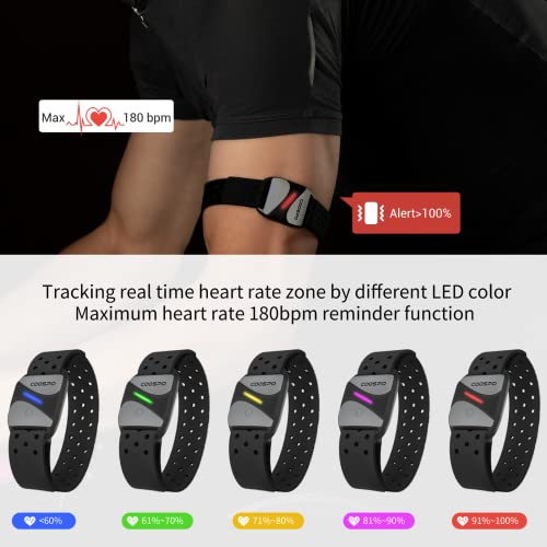 image for COOSPO Heart Rate Monitor Armband HW807, Bluetooth 5.0 ANT+ HRM with H