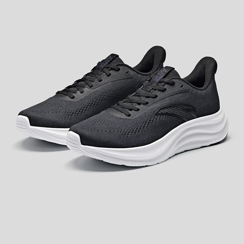 ANTA Men&rsquo;s Running Shoes, Lightweight Cushioned Breathable Sneakers, Comfortable Trainers with Slip Resistant Outsole for Jogging, Walking and Daily Workout, Black/White, 13
