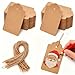 Produktbild HAKACC 200 Stück Geschenkanhänger Braun, 4x7cm Kraftpapier Etiketten mit Juteschnur für Weihnachtsgeschenke, Geschenkverpackung, Hochzeit, Geburtstag und DIY Basteln