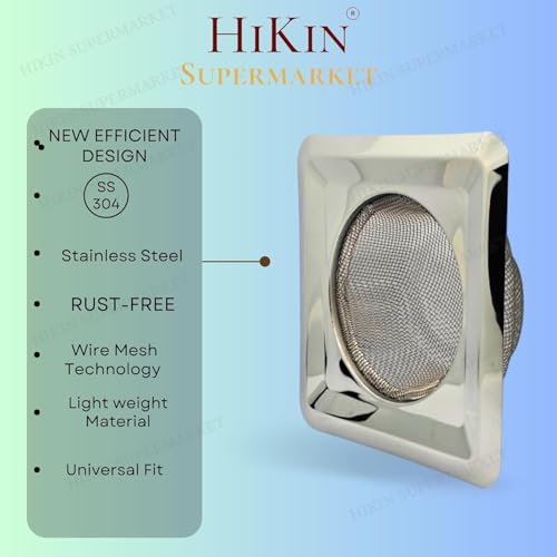 Image of Premium Square Stainless Steel Kitchen Strainer 11 CM Sink Jali, Drain Filter, Anti Clogging Mesh Hair Catcher Drain Cover (ONLY for Square Sink) (2.0 Double)