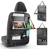 EASY EAGLE Car Seat Organizer, PU Leather Car Backseat Storage Pockets with Foldable Tablet Holder,...