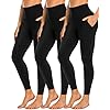NEW YOUNG 3 Pack Leggings with Pockets for Women,High Waisted Tummy Control Workout Yoga Pants