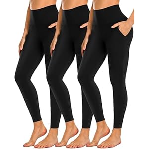 NEW YOUNG 3 Pack Leggings with Pockets for Women,High Waisted Tummy Control Workout Yoga Pants