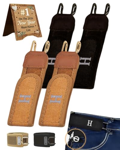 HIDLY Buckless Belt for Men Women, Tactical Metal Hook Elastic No Buckle Belt Bro, Adjustable Buckleless Work Side Belts (2 Pair Mix)