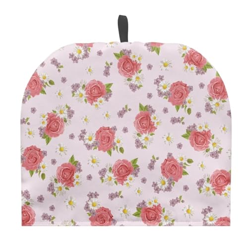 Qehuruxo Rose Daisy Teapot Cosy Insulation Tea Kettle Cover Keep Warm Teapot Cozy Tea Accessories Foldable Tea Cozy Teapot Protector for Home Kitchen