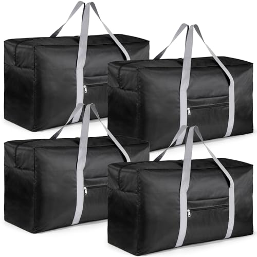 4 Pack 1680d Oxford Fabric Extra Large Travel Duffle Bag Waterproof, Foldable Lightweight Holdall Bags Sports Heavy Duty, 90 L Travel Duffle Bag with Outside Pocket (75x30x40cm)
