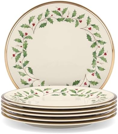 Lenox Holiday 6-Piece Salad Plates Dinnerware Set, Service For 6,...