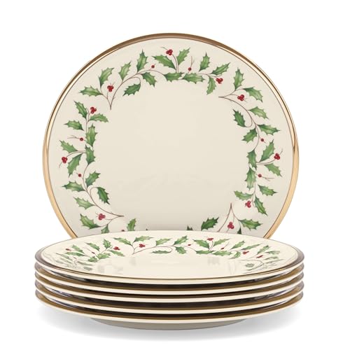 Lenox Holiday 6-Piece Salad Plates Dinnerware Set, Service For 6, Porcelain, Dishwasher Safe, Round Plates Set, Ivory Red & Green, Perfect for Gatherings, Hosting, Christmas Dinnerware (Ivory 6 Piece) Lenox Holiday 6-Piece Salad Plates Dinnerware Set, Service For 6, Porcelain, Dishwasher Safe, Round Plates Set, Ivory Red & Green, Perfect for Gatherings, Hosting, Christmas Dinnerware (Ivory 6 Piece)