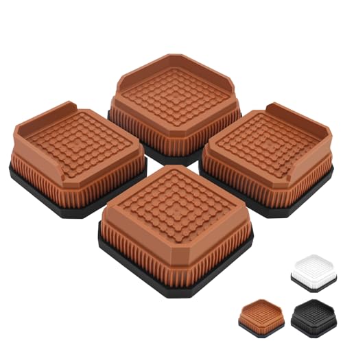 Umelee 洗濯機かさ上げ台 2.5cm高さ調整 6.4cm足対応 高さ調節器具 家電・家具向け 振動・騒音軽減 滑り止め 耐荷重1000kg 4個セット ブラウン