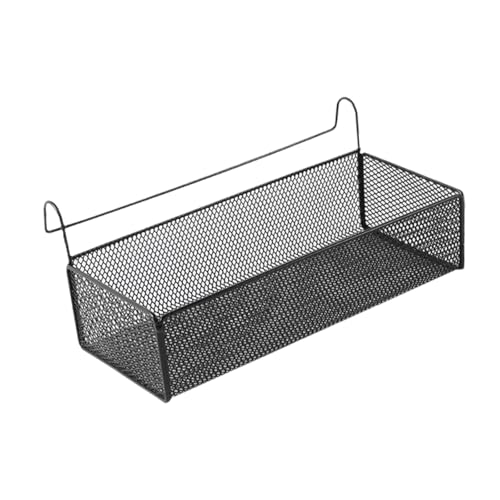 Gralara Mensola Da Comodino per Letto, 35,5x15x8 Cm Cesto Portaoggetti Sospeso in Ferro, Cesto Da Letto Appendibile Con Gancio per Telefoni, Libri, Laptop, Cuffie, Riviste, Giornali, Nero