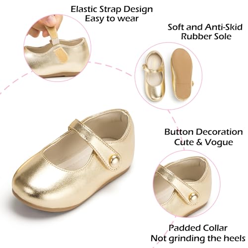 Image of PHIRAMIN Toddler Flower Girl Glitter Dress Shoes Little Girl Ballet Flats Bow Wedding Party
