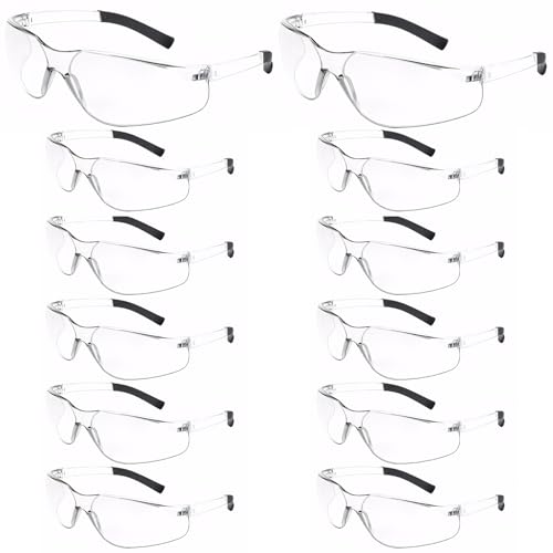MIUSKATL Safety Glasses, ANSI Z87.1 Safety Anti-fog Scratch Googles Men Women, Bulk Eye Protection for Work, Lab, Outdoors (12, Clear)