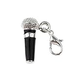 Cool Trendy Rock And Roll Silver And Black Colored Microphone Shaped Clip On Pendant Charm For Brace