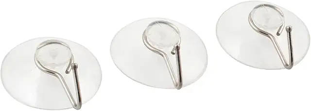 Metaltex Store 3 Crochets à Ventouse Transparents 5cm avec Crochet Métal