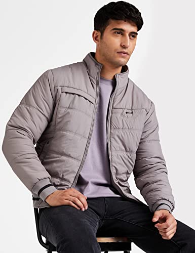 Image of Qube By Fort Collins Men's nylon Standard Length Regular Fit Quilted Bomber Jacket - Winter Warm, Insulated, Ribbed Cuffs, and Stylish Design