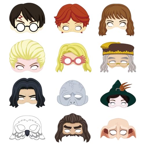 Deluisho Masque de Fête Anniversaire Harry Potter, 12PCS Masque Enfant, Masques de Fête en Papier Cosplay Masques Accessoires Harry Potter Fête Masques pour Halloween, Anniversaire, Noël