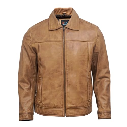 Vintage Leather Jacket Mens - Real Lambskin Classic Turn Down Collar Leather Jackets For Men