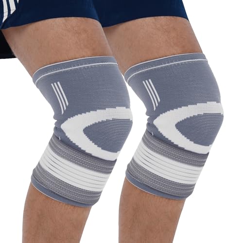 Bionix Knee Support xxl for Women & Men – Knee Compression Sleeve for Knee Pain Relief, Arthritis & Running, extra large Knee Support Brace for Meniscus Support & Weight Lifting- Pack of 2(Grey- L/XL)