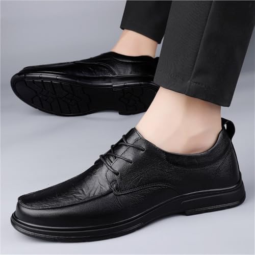 Men's Lace up Dress Shoes First Layer Leather Thickened Round Toe Comfortable Slip Casual Work Shoes for Winter3