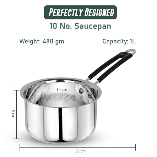 Parage 1 Pieces Stainless Steel Sauce Pan, Tea Pan, Milk Pan Heavy Guage, 1Liters with Heat-Resistant Wire Handle Induction & Gas Stove Friendly... - Image 3