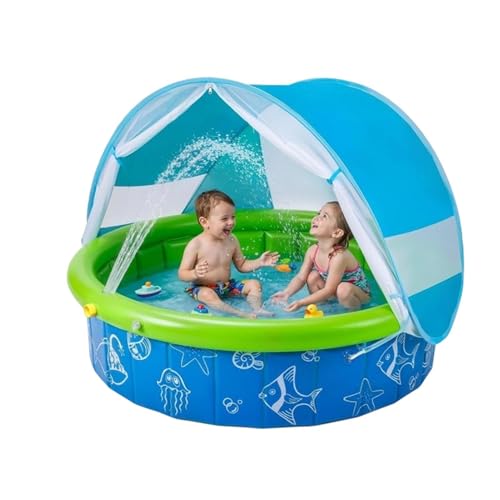 Piscine gonflable pour enfants pliable avec auvent et filet de protection - 2