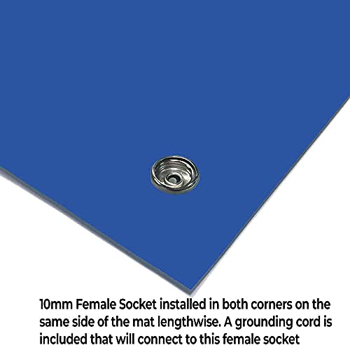 Image of RubberStat Dual Layer ESD Compliant Workstation Rubber Table Mat Kit, Soldering, Cell Phone Repair, with Wrist Strap Set and Ground Cord - 24 inchx60 inch Royal Blue