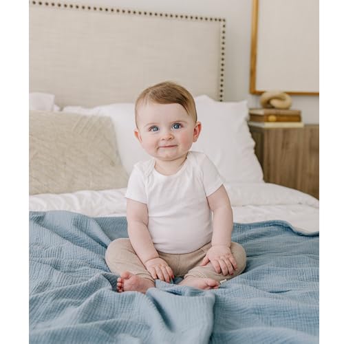 Image of Konssy Muslin Baby Blankets, Super Soft 100% Cotton Crib Blanket | Soft Lightweight Nursery Swaddling Wrap for Girls Boys, Infant Toddler, 40 X 36 In, Star