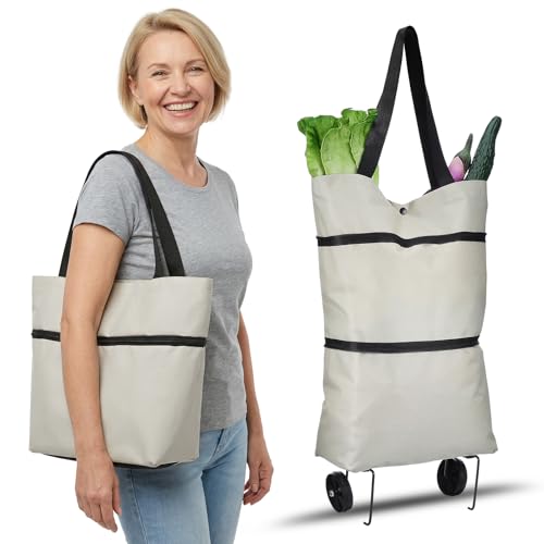 Bolsa de compra plegable con ruedas ajustables, carrito portátil de gran capacidad resistente 2