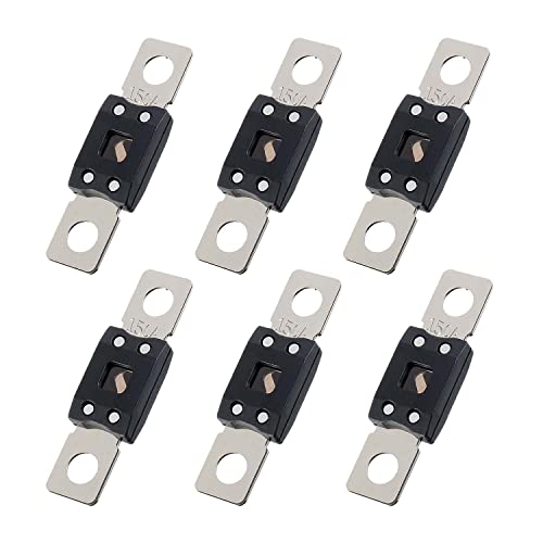 6 Pezzi Fusibili Auto ad Alta Corrente, Bolt-on Fusibili, Fusibile Lamellari 100/125/150/200A, per Auto, Moto, Camion, Veicoli Edili, Bus, Caravan, Nero (150A)