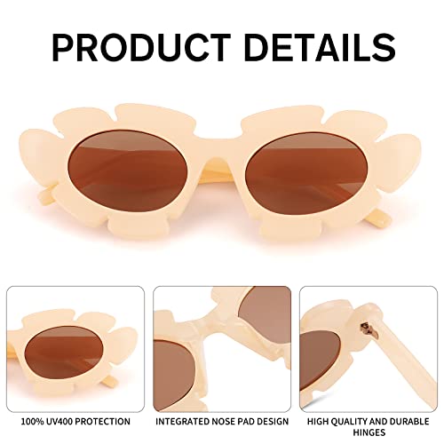 COASION Trendy Cat Eye Flowers Sunglasses for Women Men Retro Fashion Nude Chunky Shades UV400 Protection Sun Glasses3