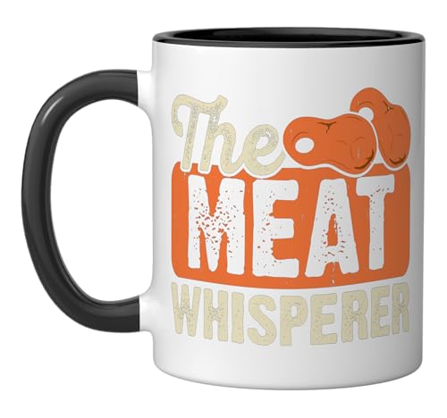 BBQ Grill Master The Meat Whisperer Quote Ceramic Mug, Black/White