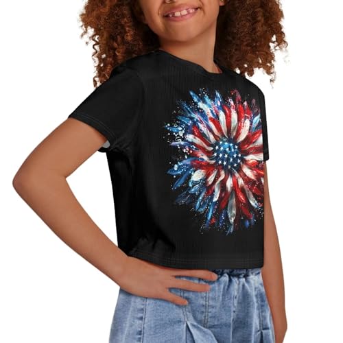 Image of Kids Crop Top Short Sleeve T-Shirts for Girls Size 5-14