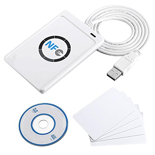DewinLVD NFC Reader Writer, NFC RFID Lector NFC Lector de Tarjetas con 5X Tarjeta IC Sin Contacto Lector y Escritor Duplicador 424 Kbps con Cable