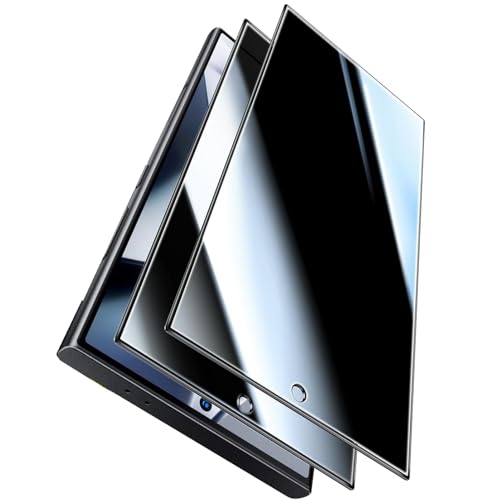 Image of QsmQam Anti-Spy(Privacy),UltraSonic Fingerprint Unlock, 9H Hardness Edge-to-Edge Tempered Glass Screen Guard Compatible With Samsung Galaxy S24 Ultra(Pack of 2)