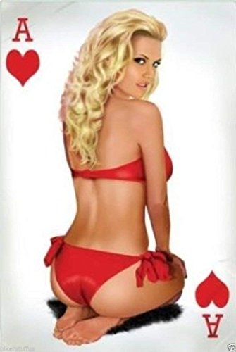 MFX Design Ace of Hearts Girl Bumper Sticker Decal Hard Hat Sticker Decal Laptop Sticker Decal Toolbox Sticker Decal Helmet Sticker Decal Vinyl - Made in USA Approximately 4 in x 2.75 in