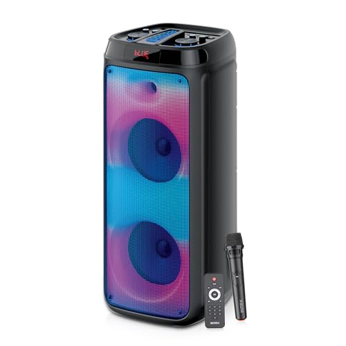 Intex BoomBox-5000 70W Bluetooth Party Speaker, RGB Lights, Stereo Sound with Wireless Mic | Black – Portable, Deep Bass, Outdoor & Indoor Speaker for Parties, Events, and Music Lovers (70W)