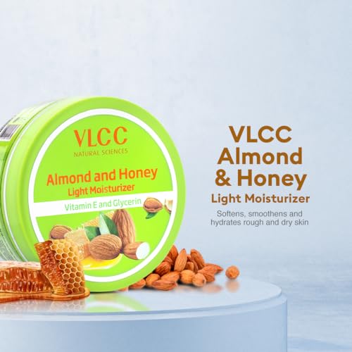 Image of VLCC Almond and Honey Light Moisturiser Cream - 200g | With Vitamin E and Glycerin | Vitamin E Body Moisturizer | Soft and Smooth Skin | Intense, Long-lasting Hydration.